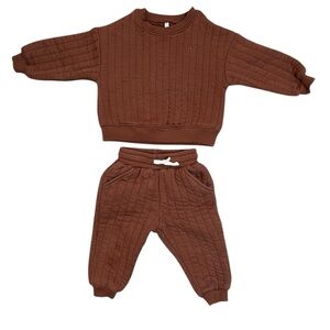 Rylee + Cru Quilted Sweatshirt and pant brick size 6-12 months